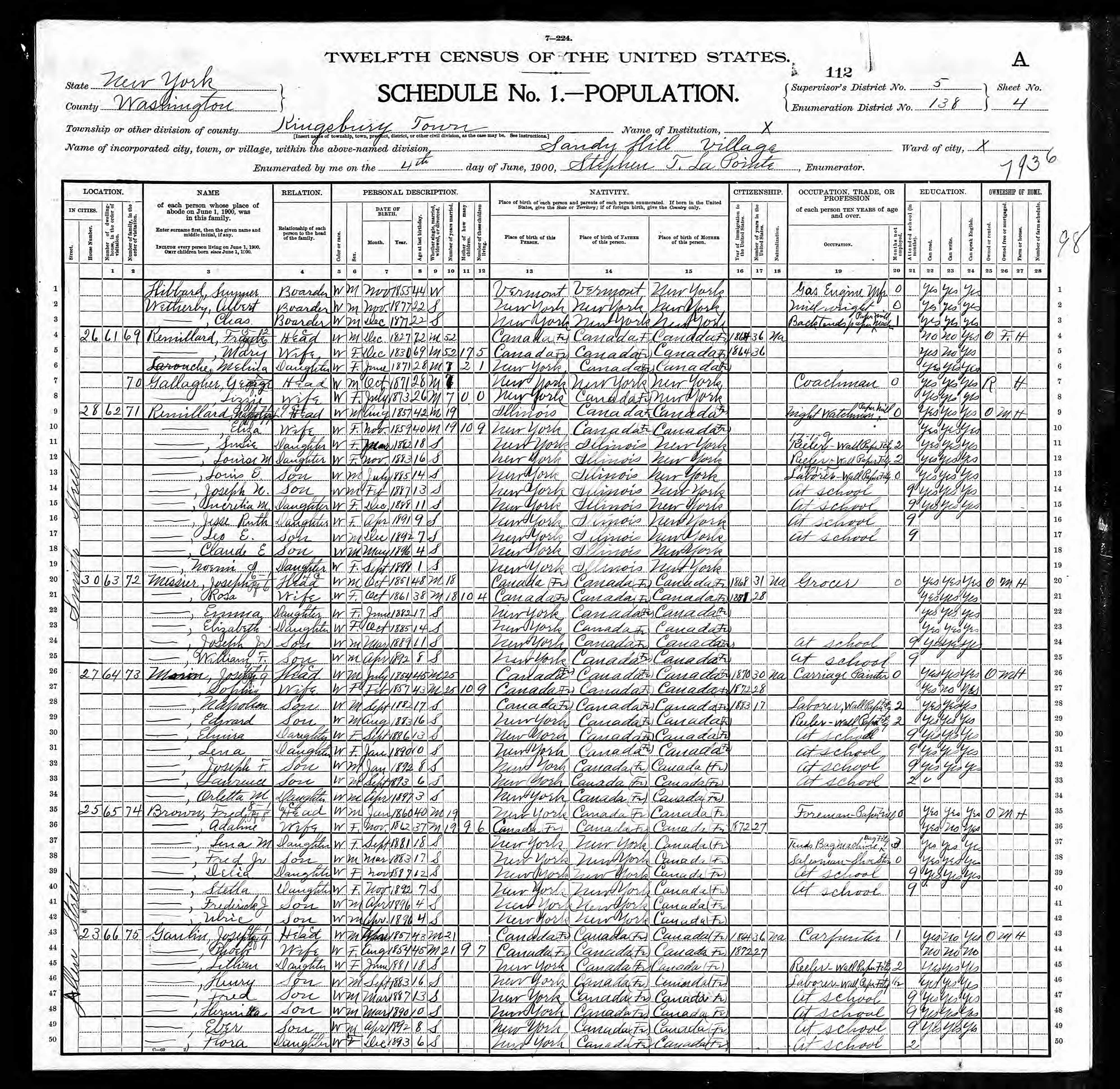 Recensement fédéral américain 1900