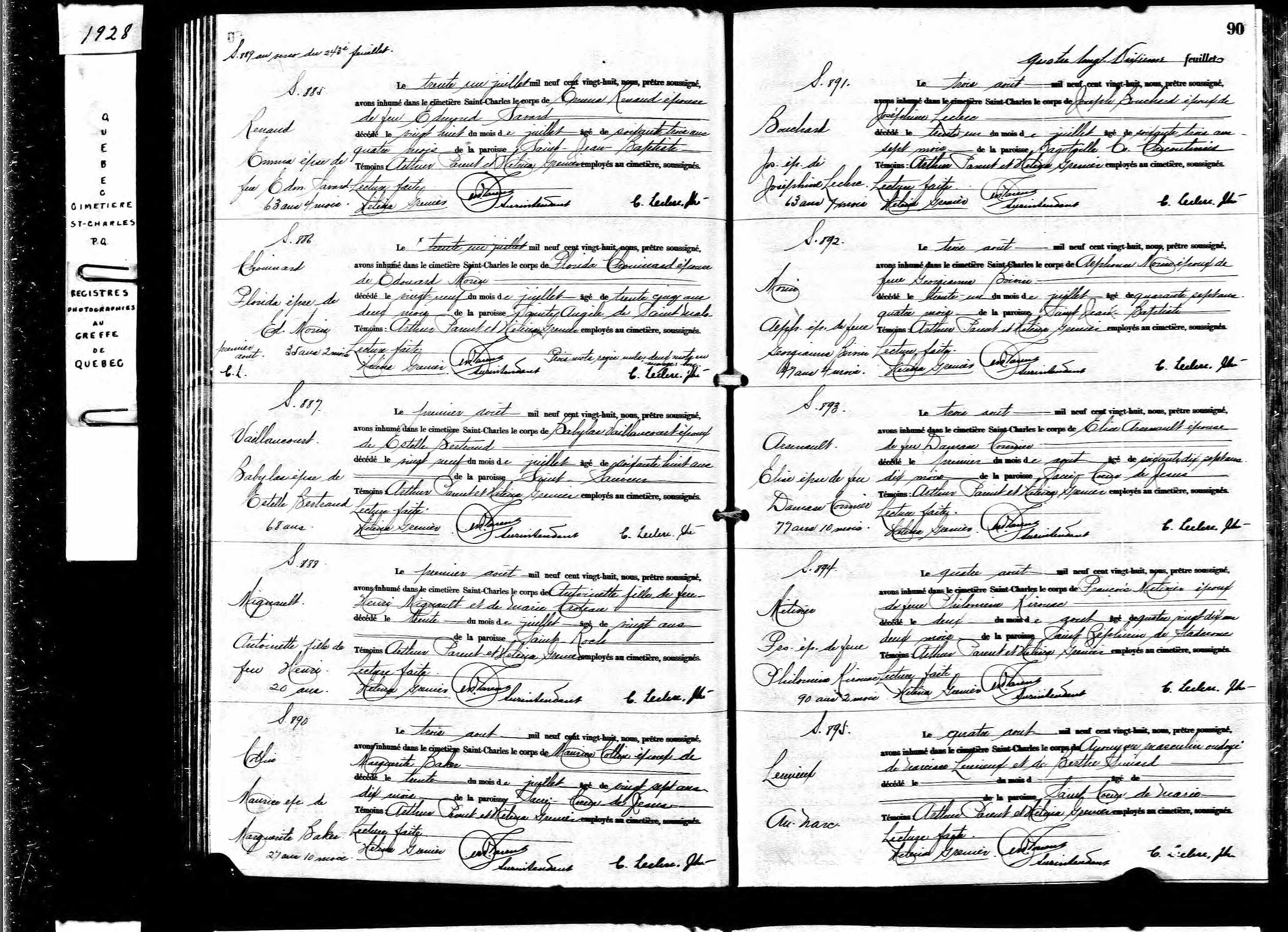Acte de sépulture