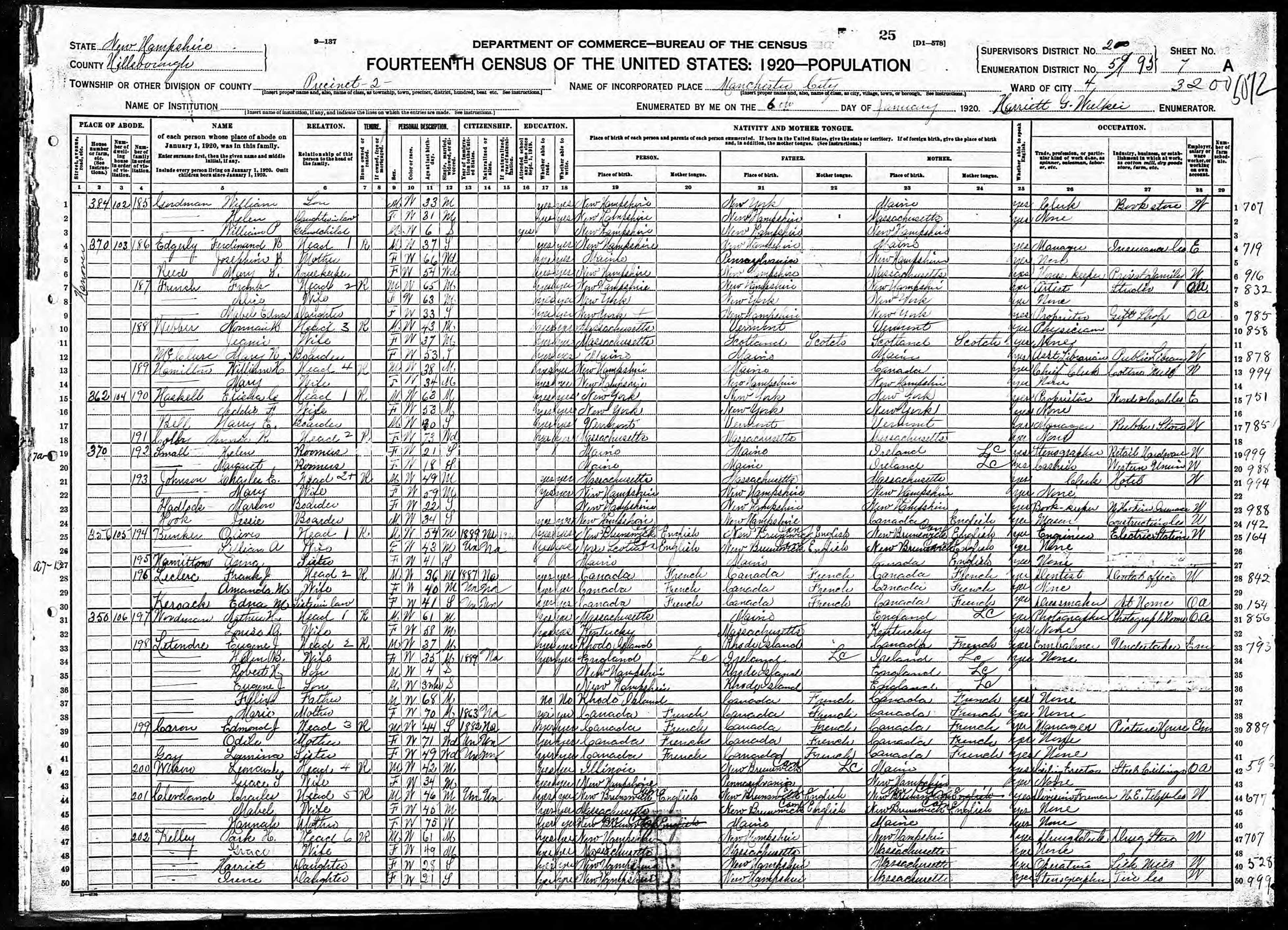 Recensement fédéral américain 1920