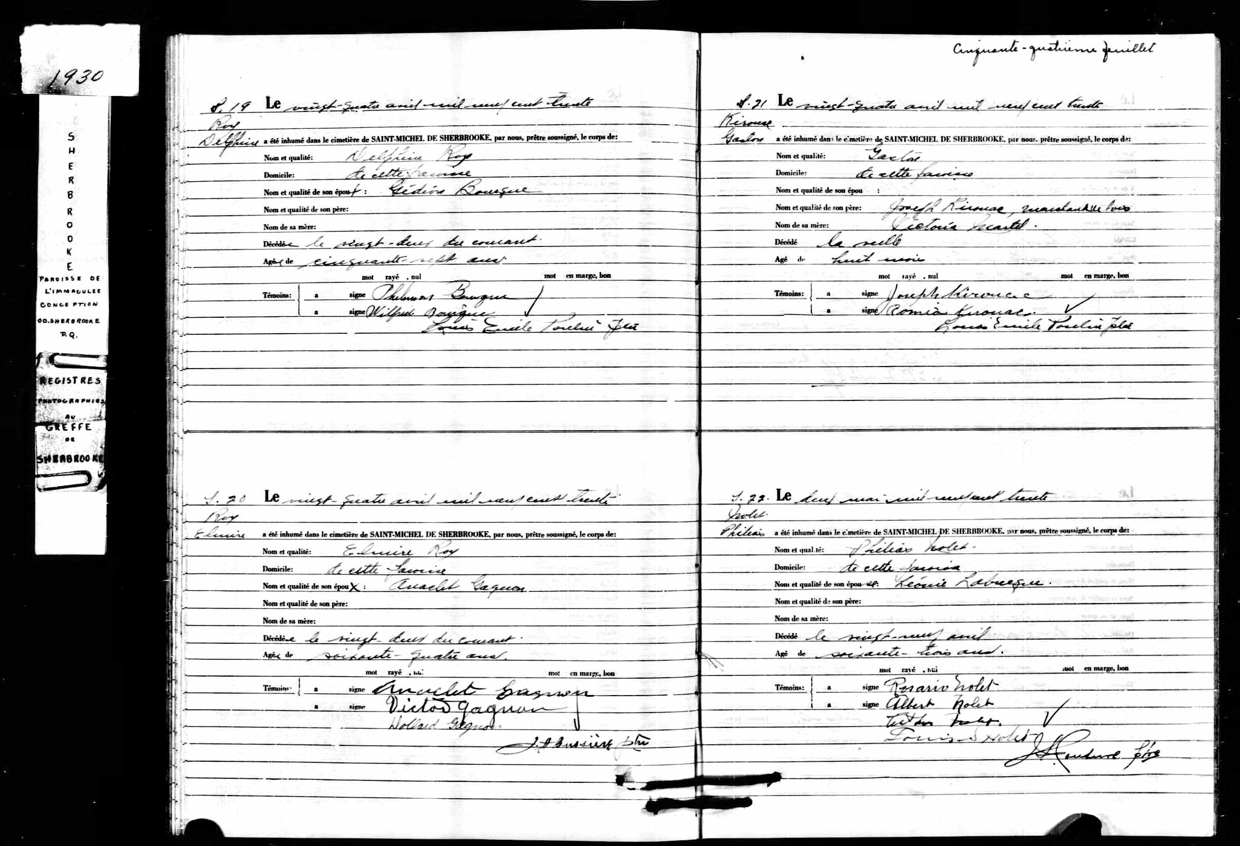Acte de sépulture Acte de sépulture