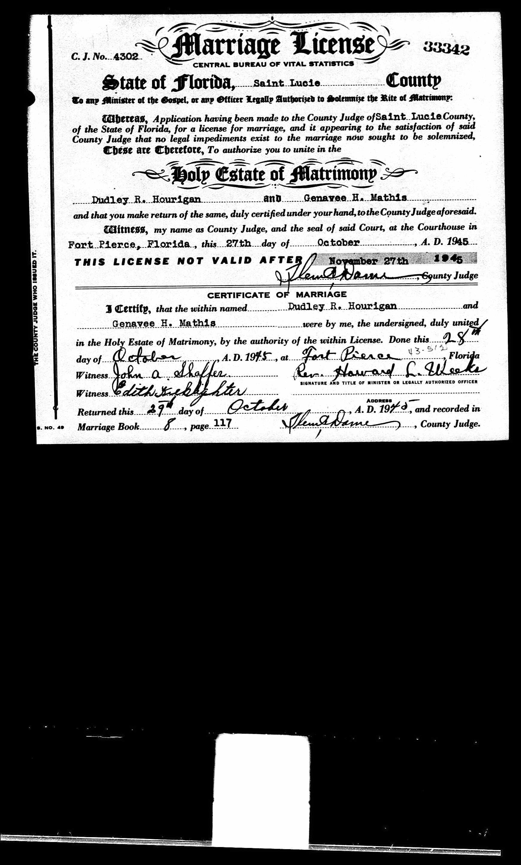 Certificat de mariage en premières noces Certificat de mariage en premières noces