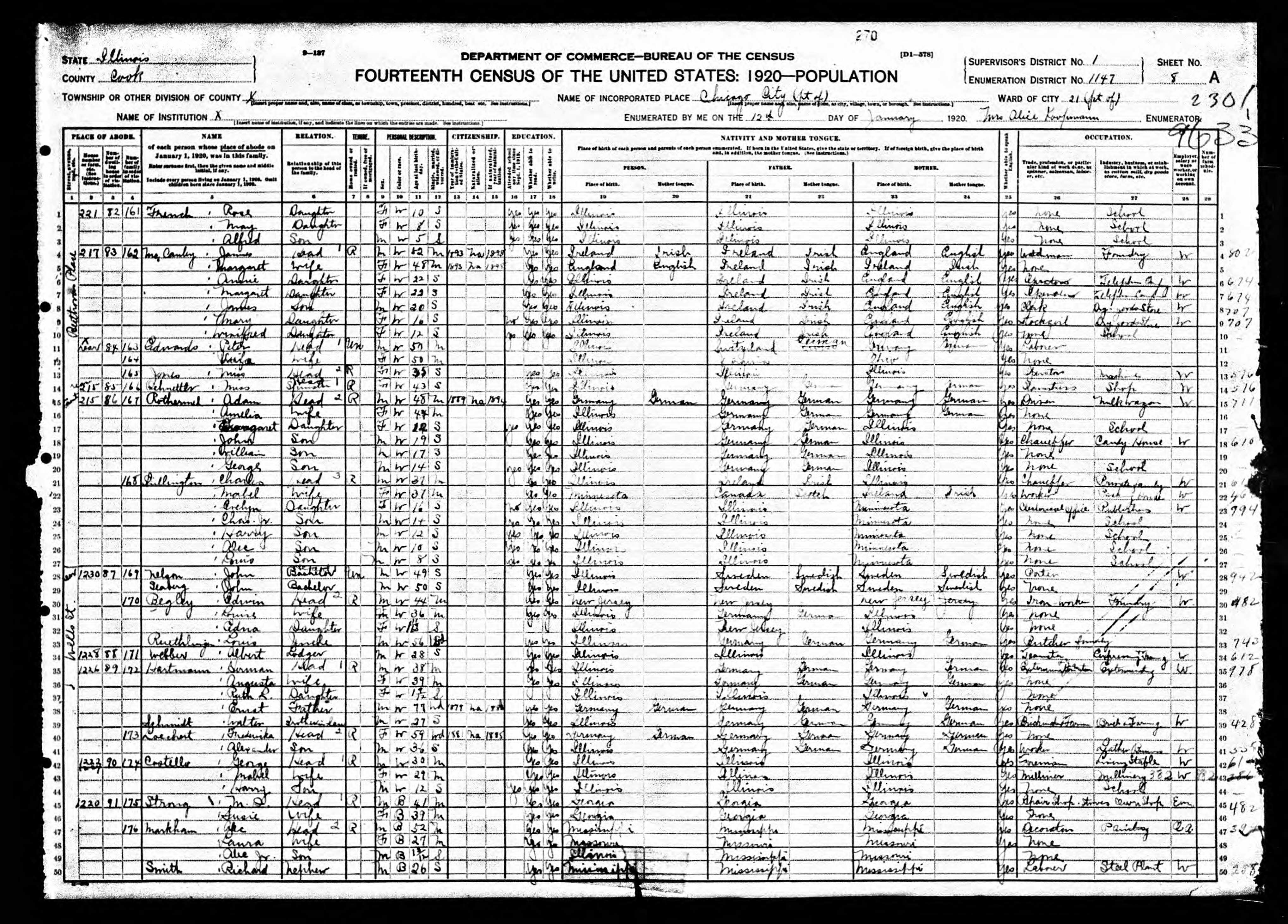 Recensement fédéral américain 1920