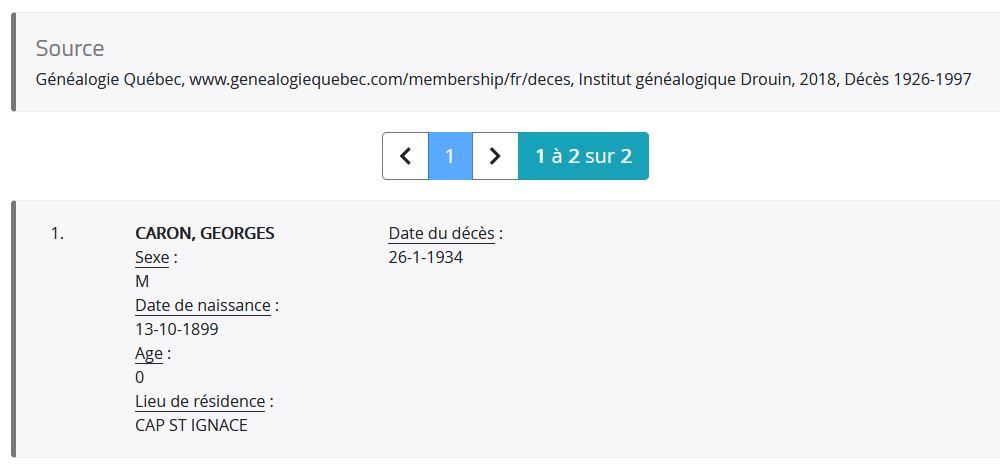Mention du décès
