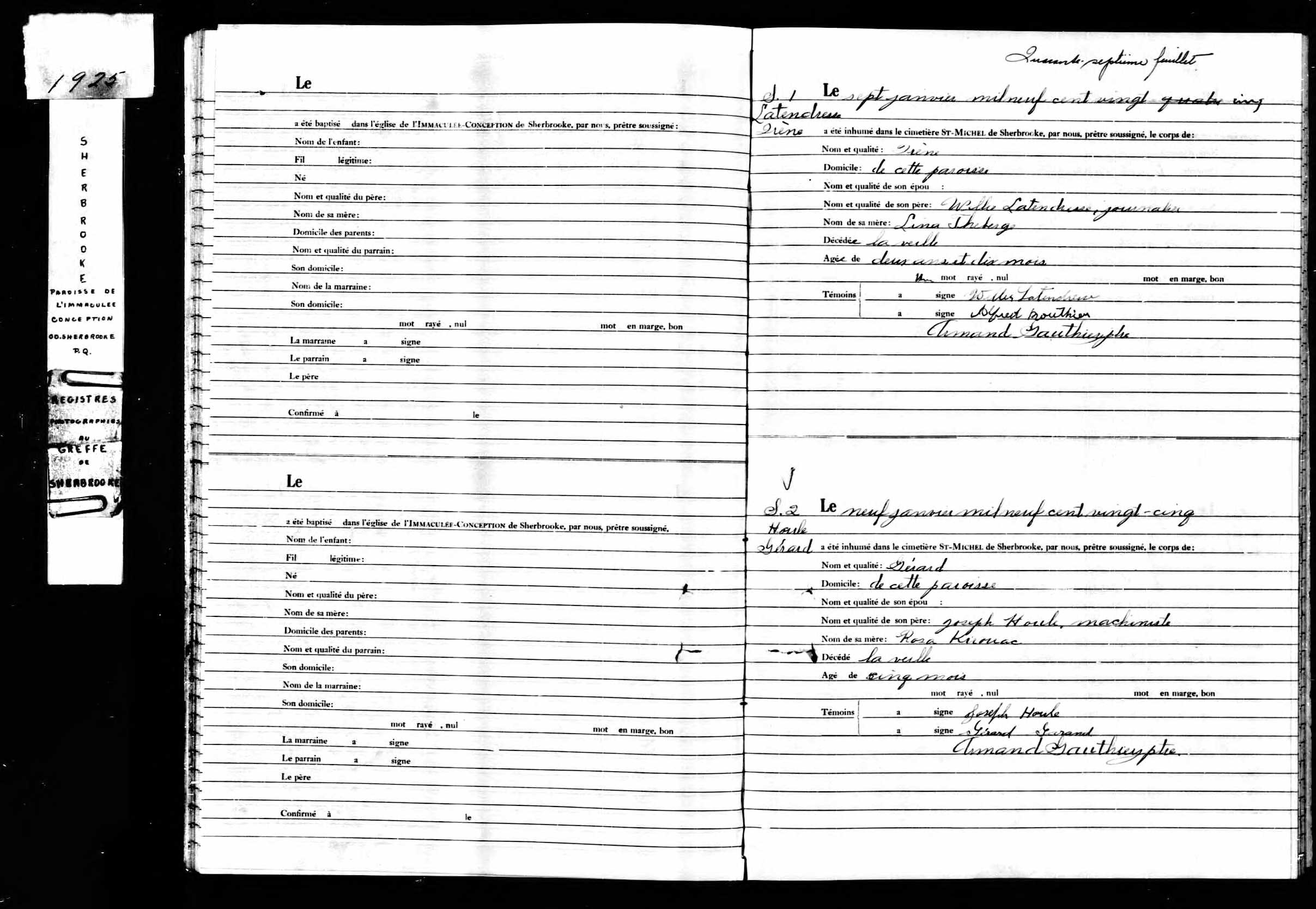 Acte de sépulture