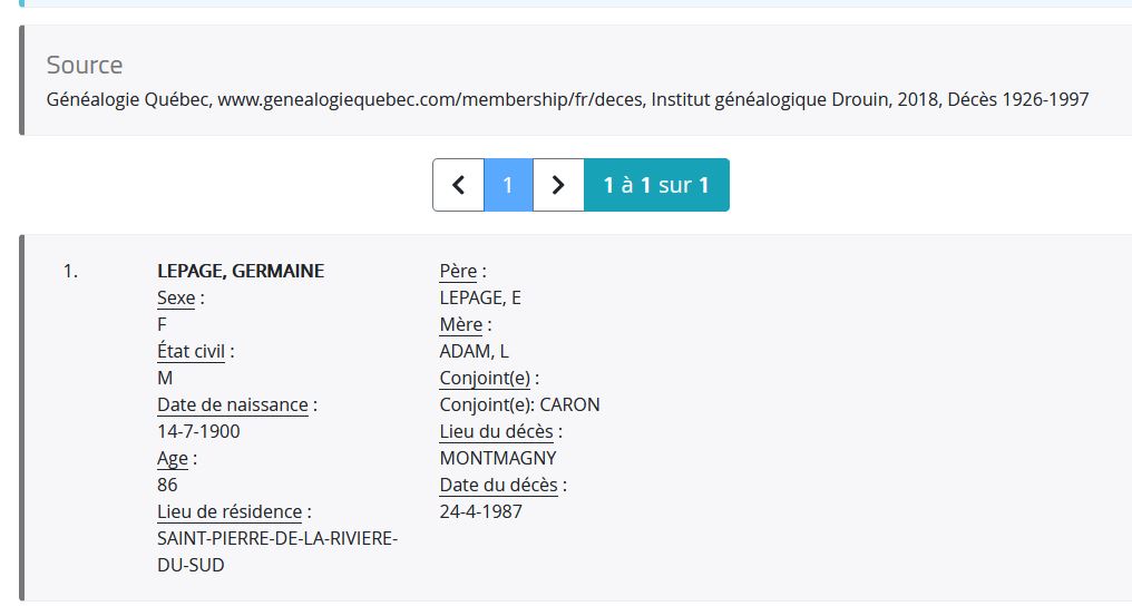 Mention du décès
