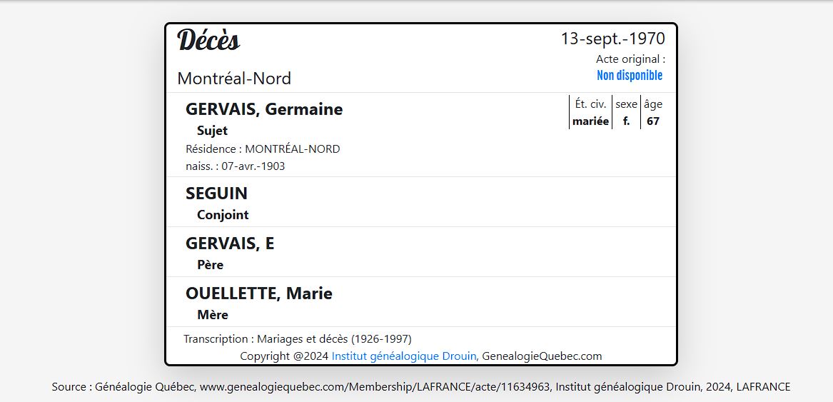 Mention du décès