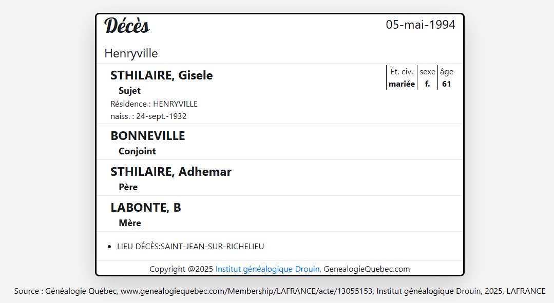 Mention du décès