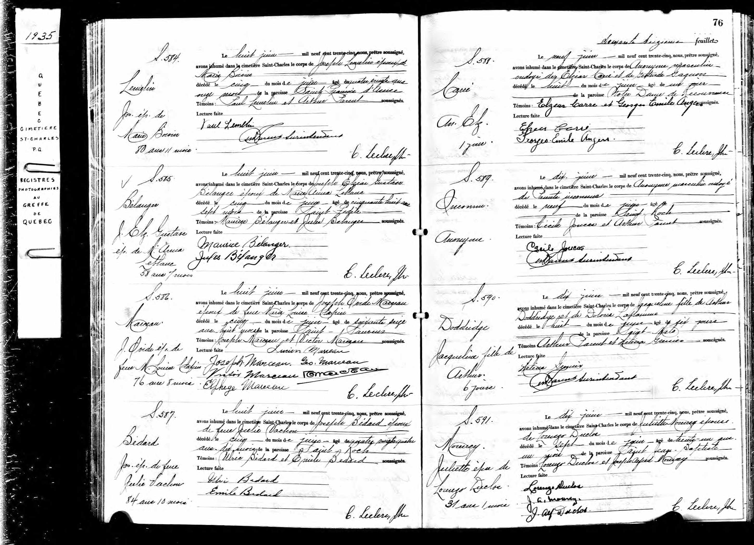 Acte de sépulture