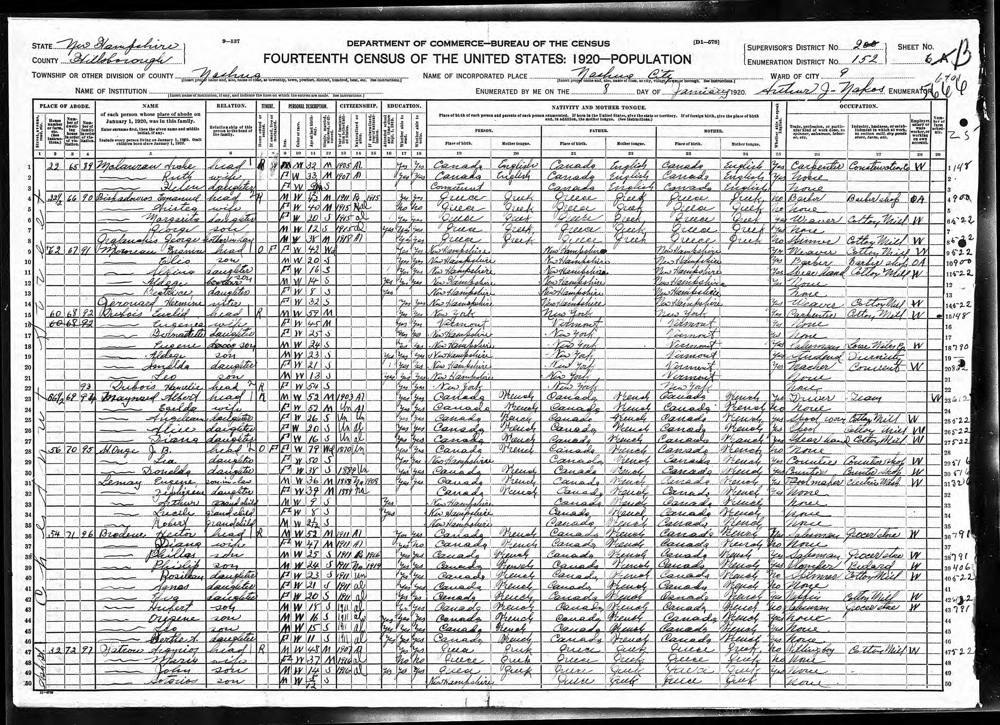 Recensement fédéral américain 1920