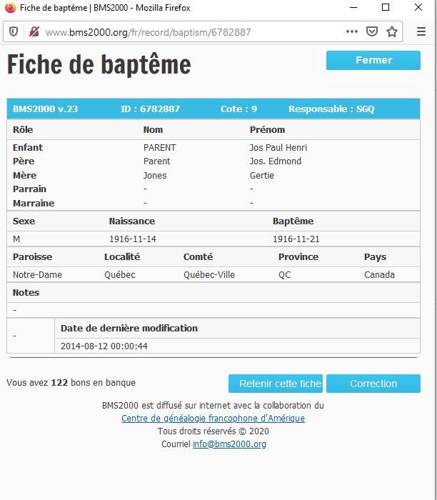 Fiche de baptême de la base de données BMS2000