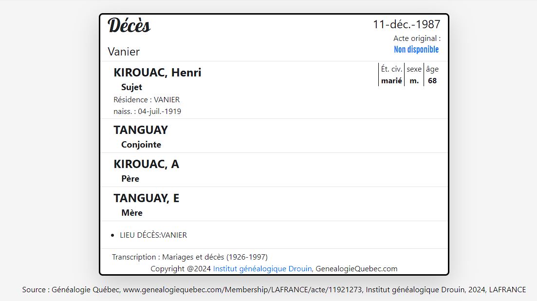Mention du décès