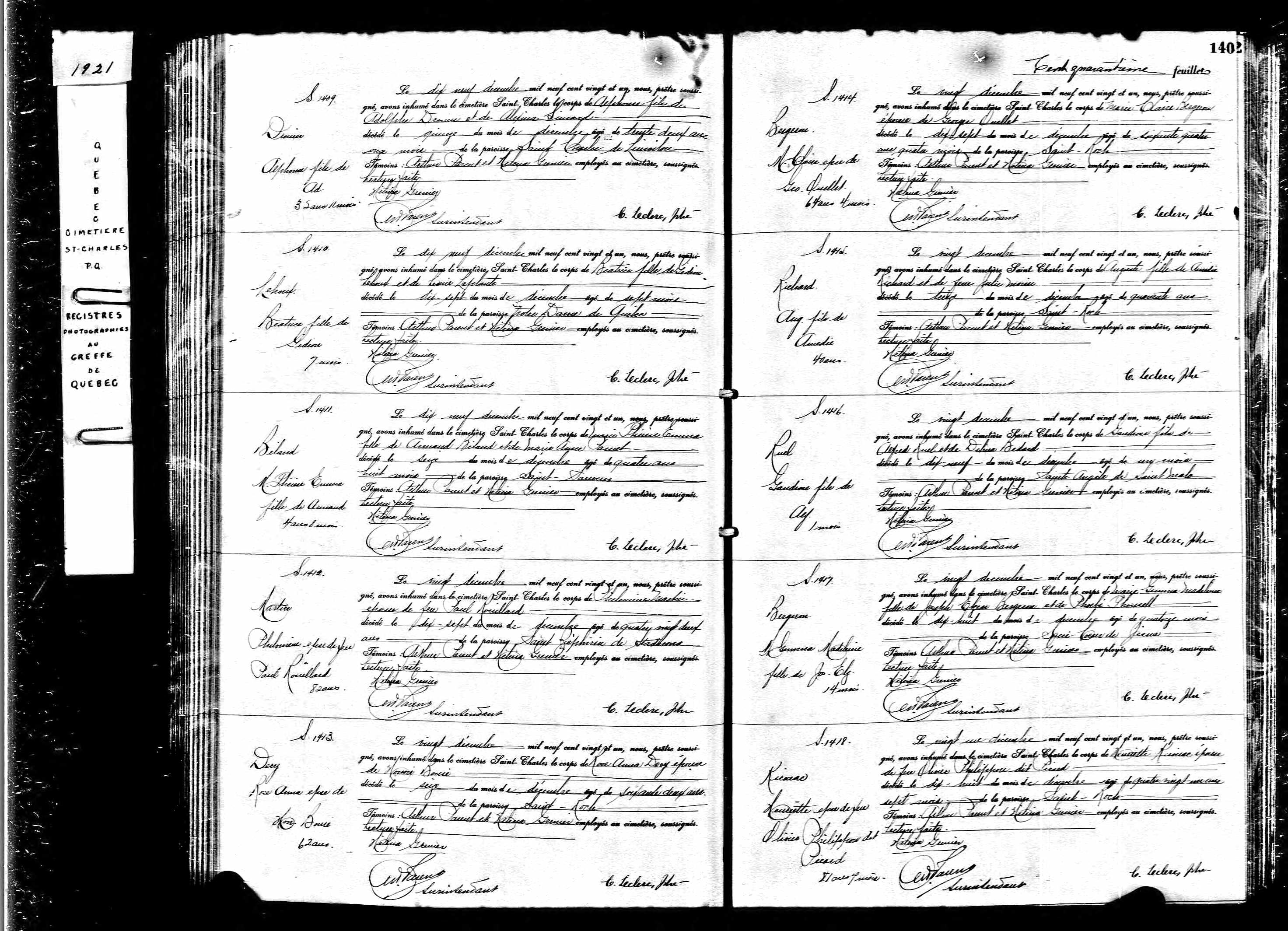 Acte de sépulture