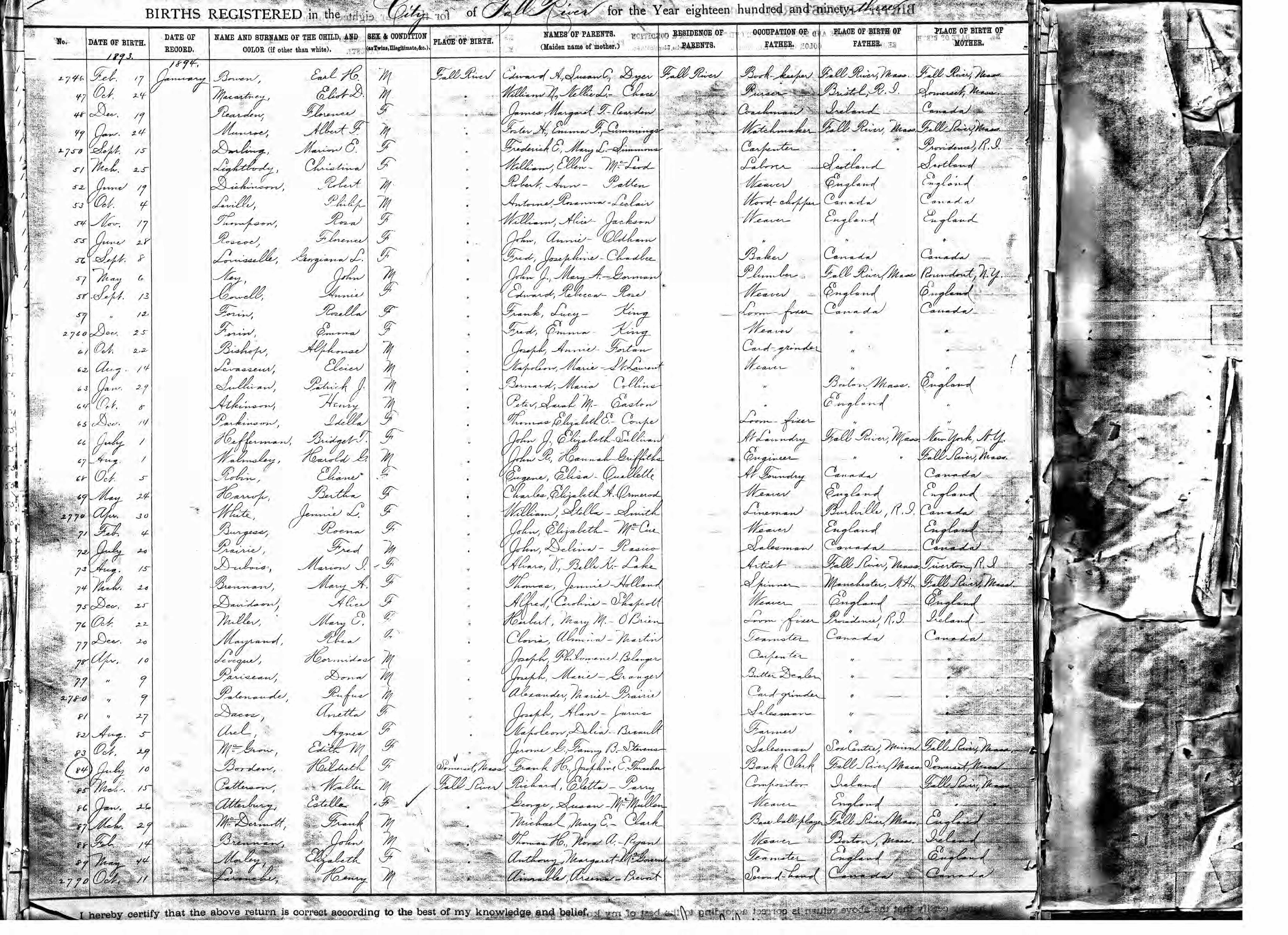 Enregistrement de la naissance