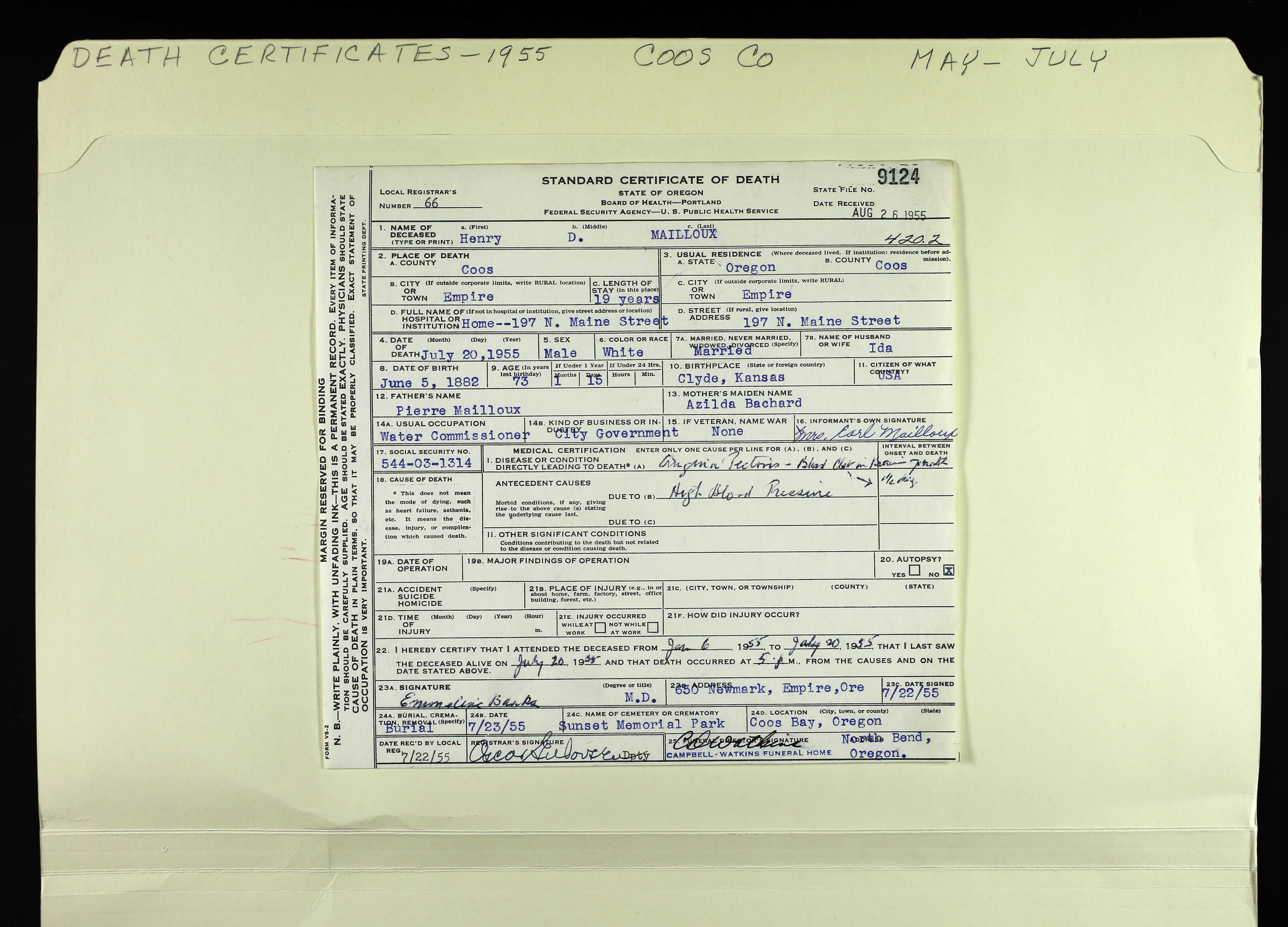 Certificat de décès