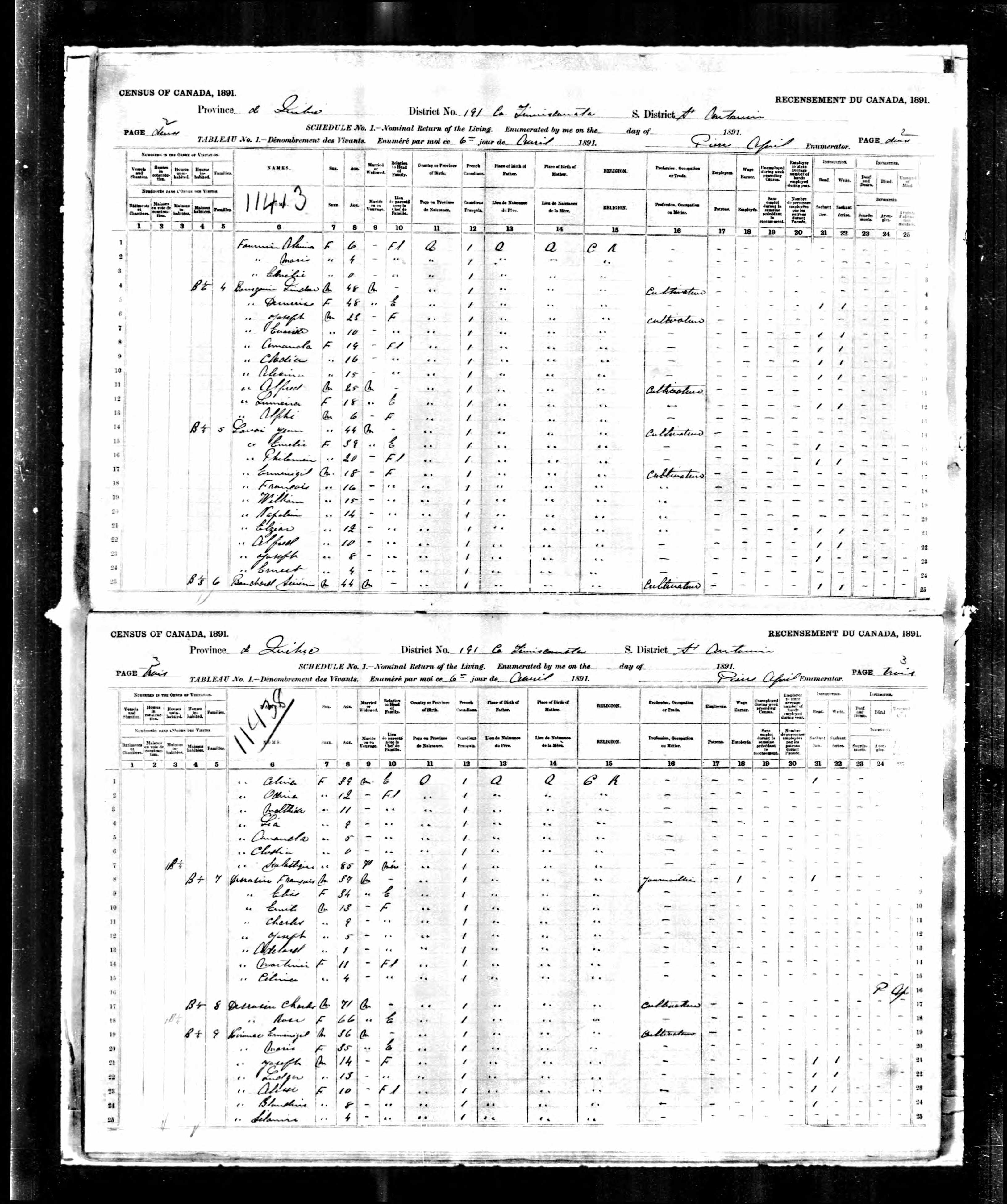 Recensement canadien 1891