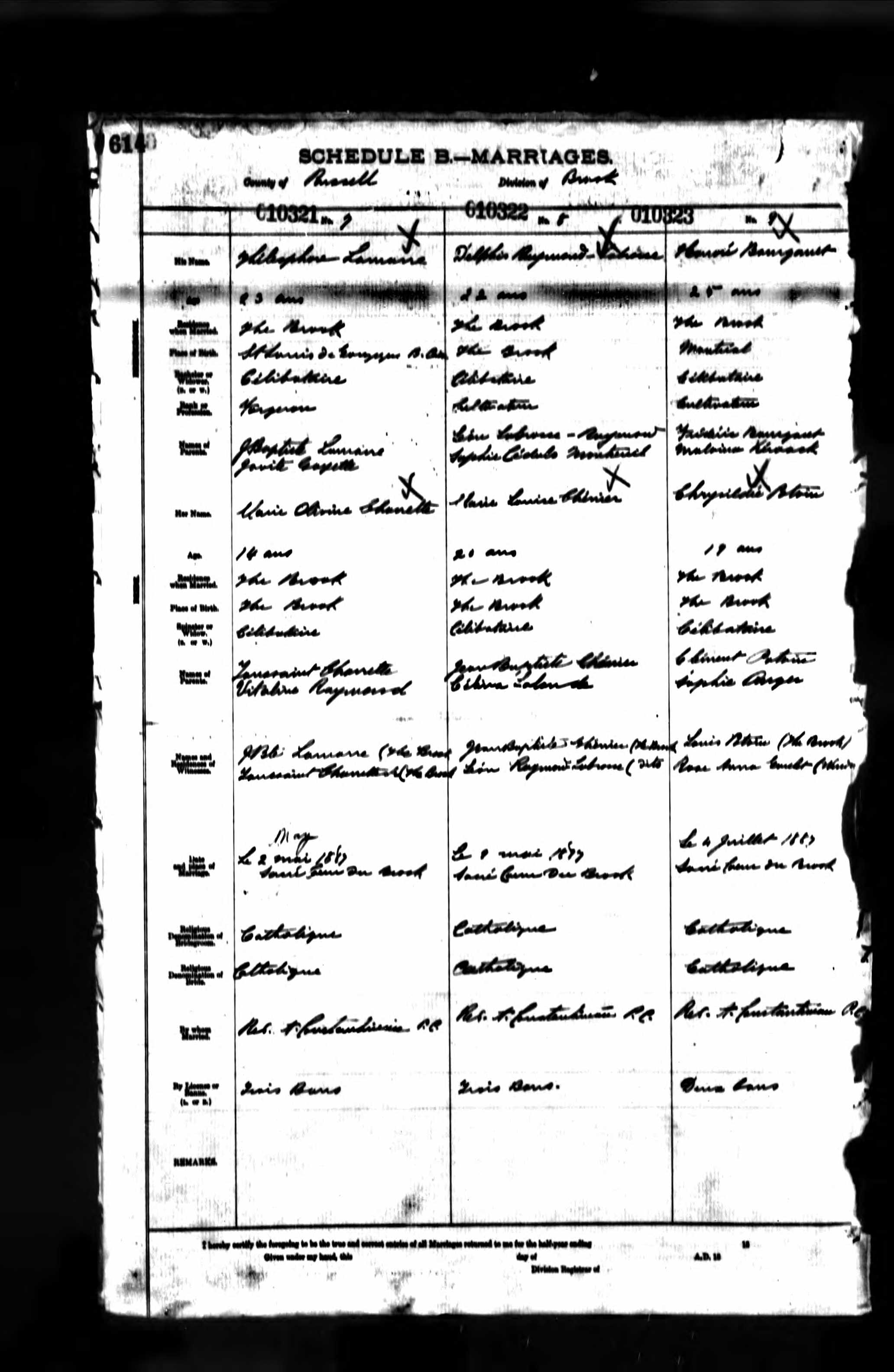 Enregistrement du mariage