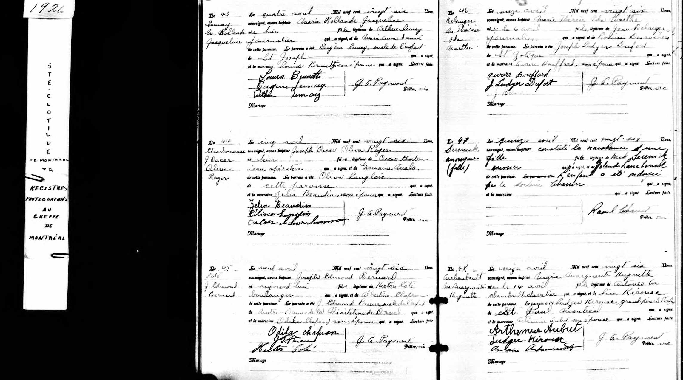 Acte de baptême Acte de baptême