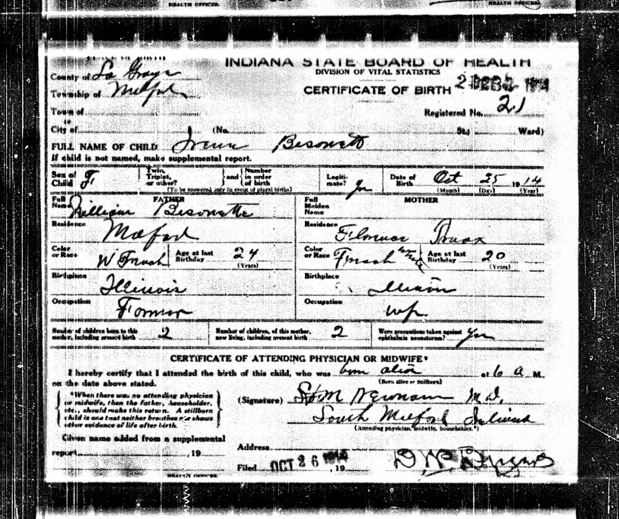 Certificat de naissance