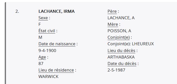 Mention du décès