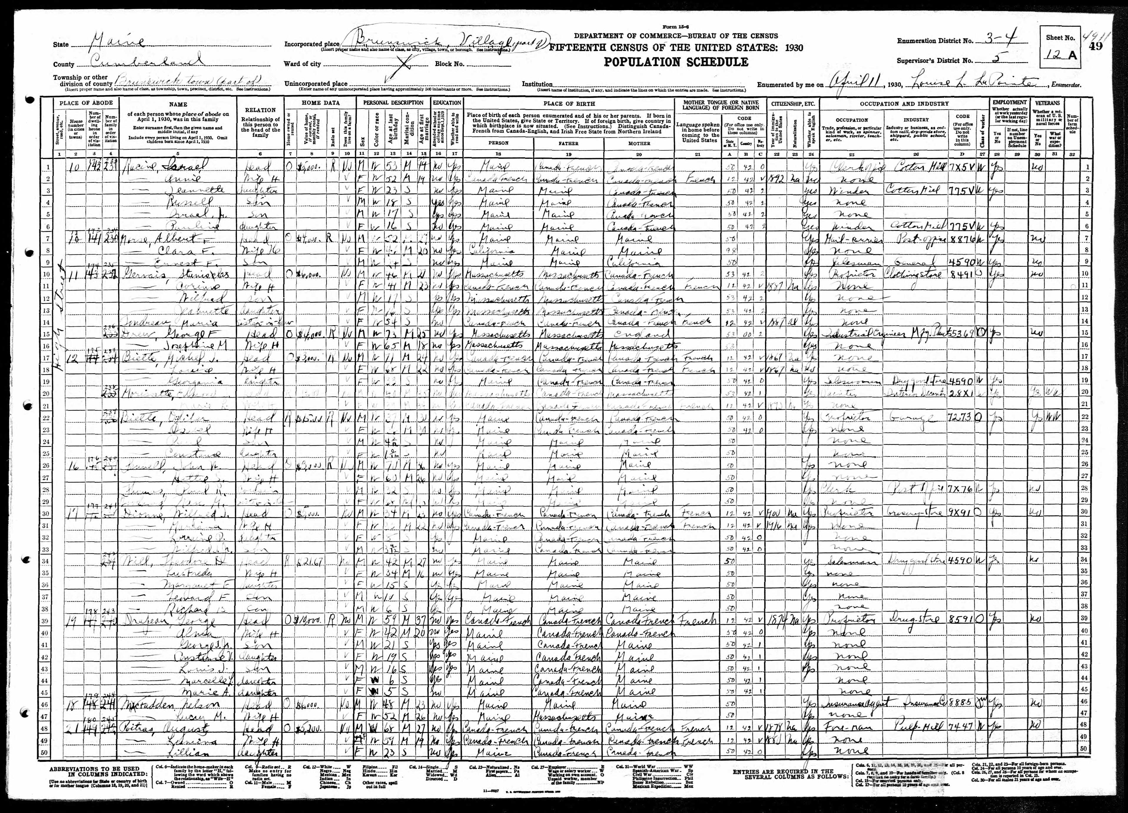 Recensement fédéral américain 1930