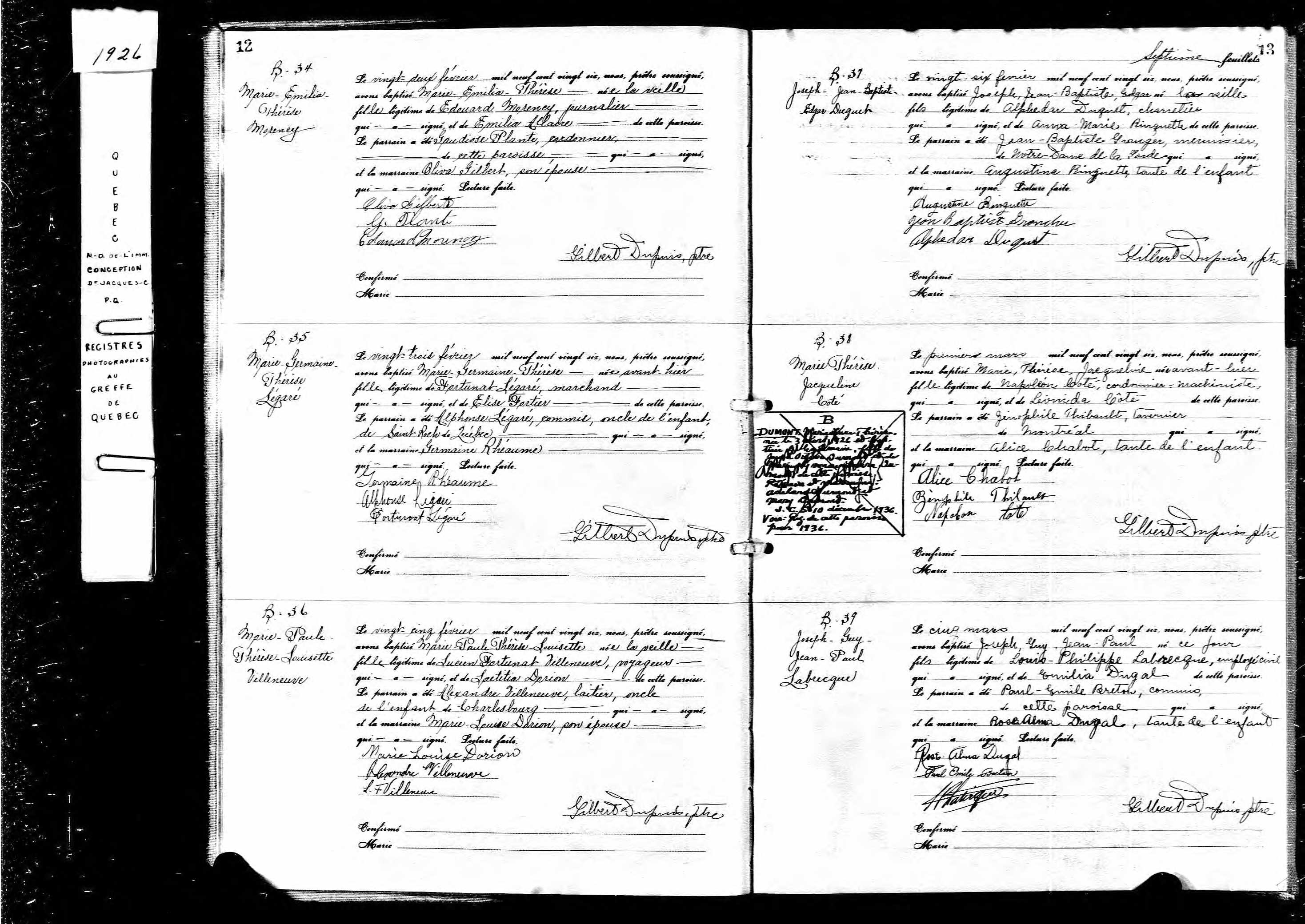 Acte de baptême Acte de baptême