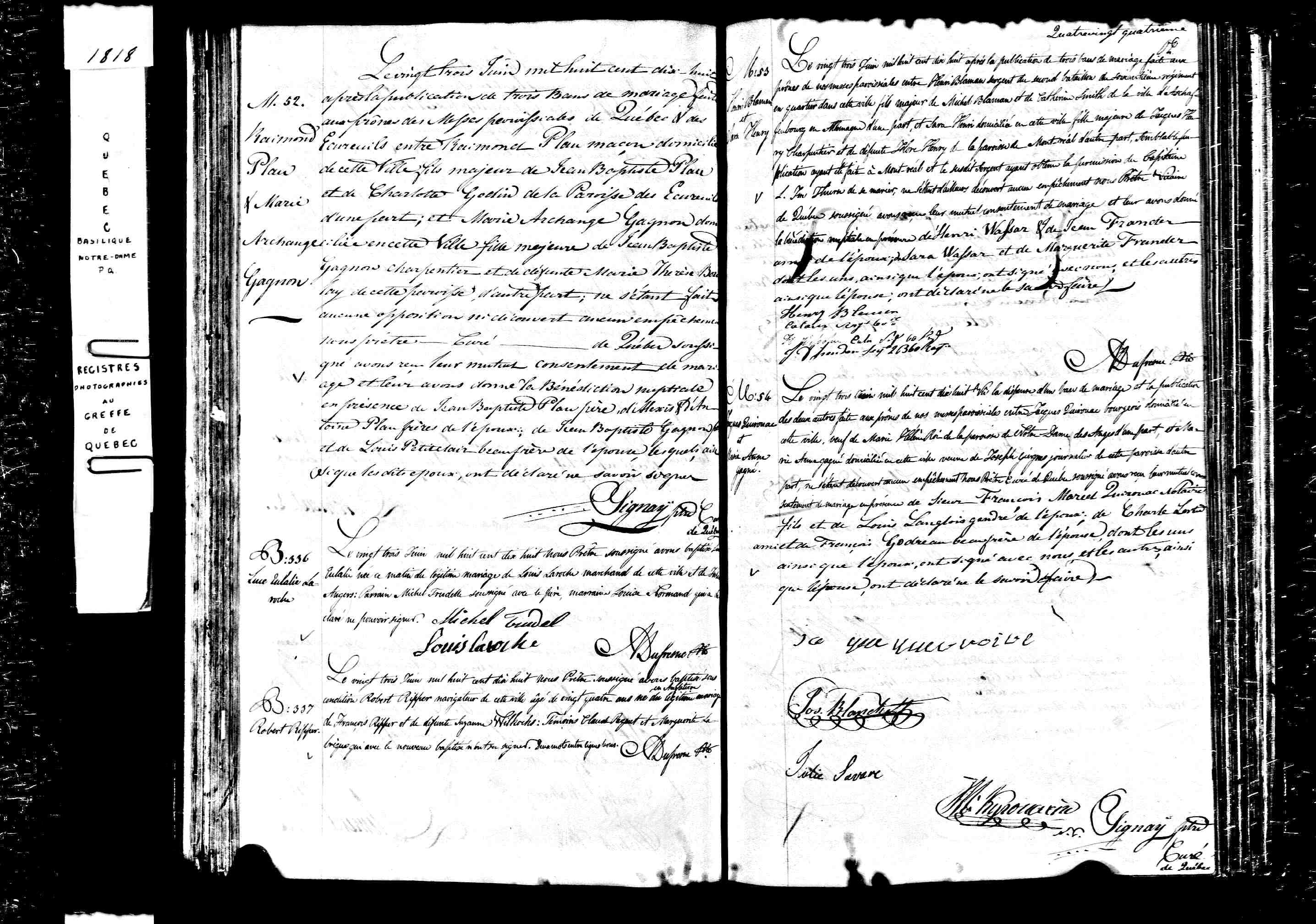 Acte de mariage en troisièmes noces (Gagné) Acte de mariage en troisièmes noces (Gagné)