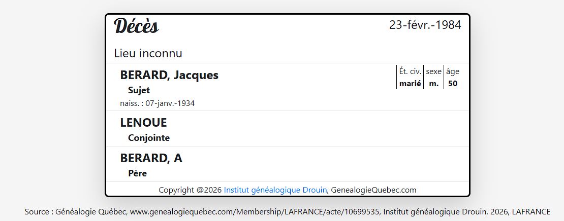 Mention du décès