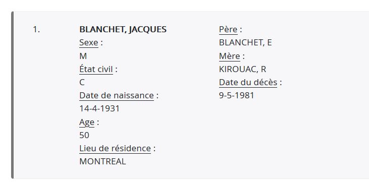 Mention du décès