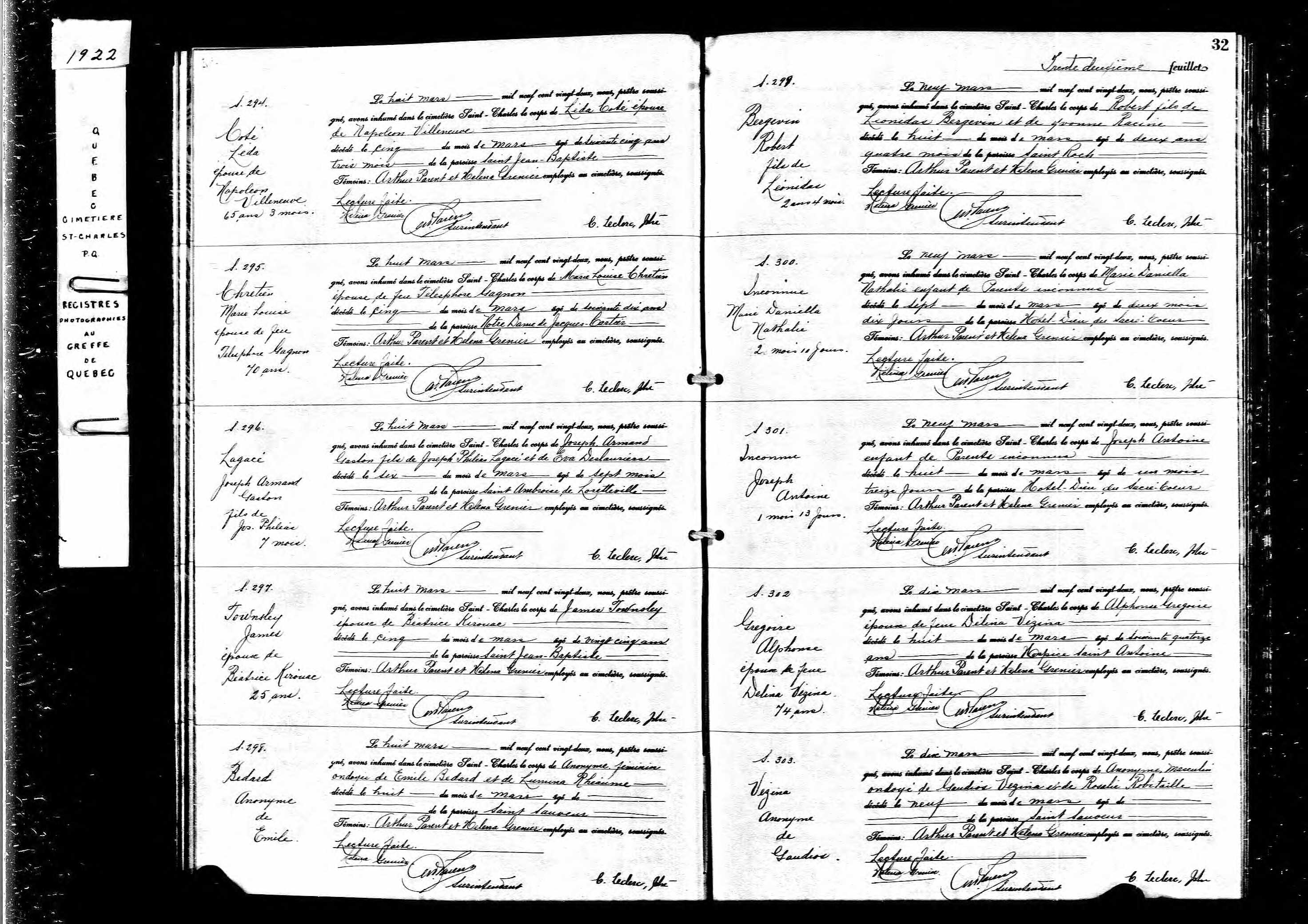 Acte de sépulture