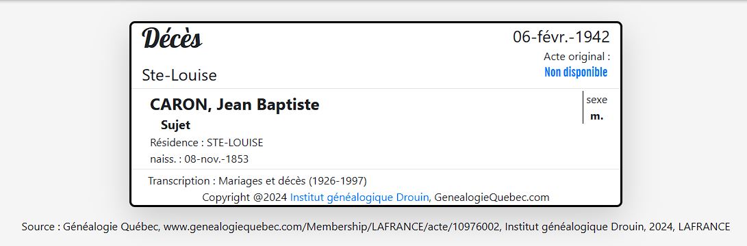 Mention du décès