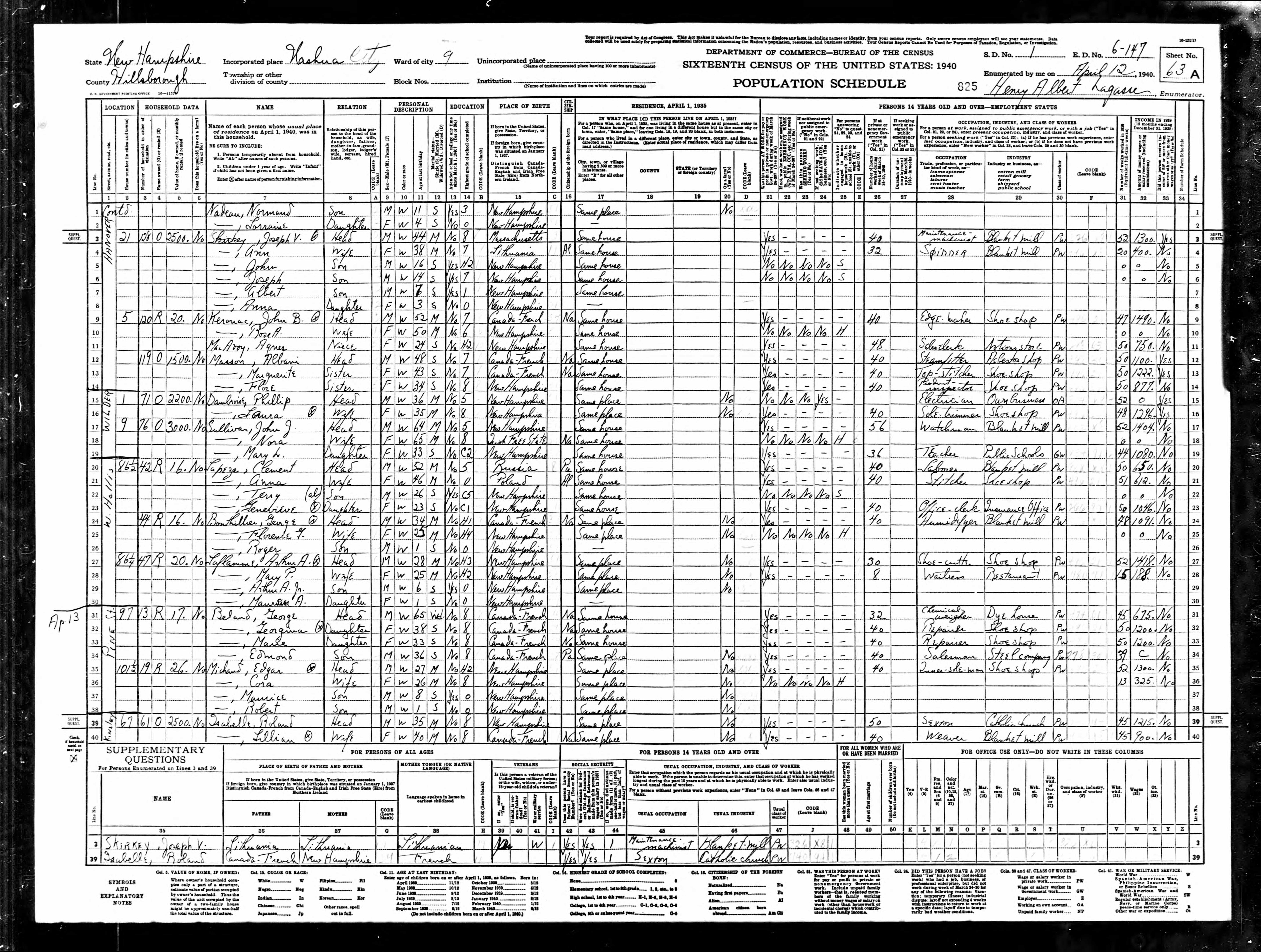 Recensement fédéral américain 1940