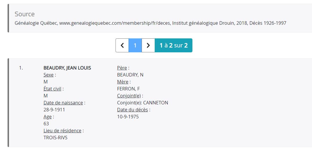 Mention du décès