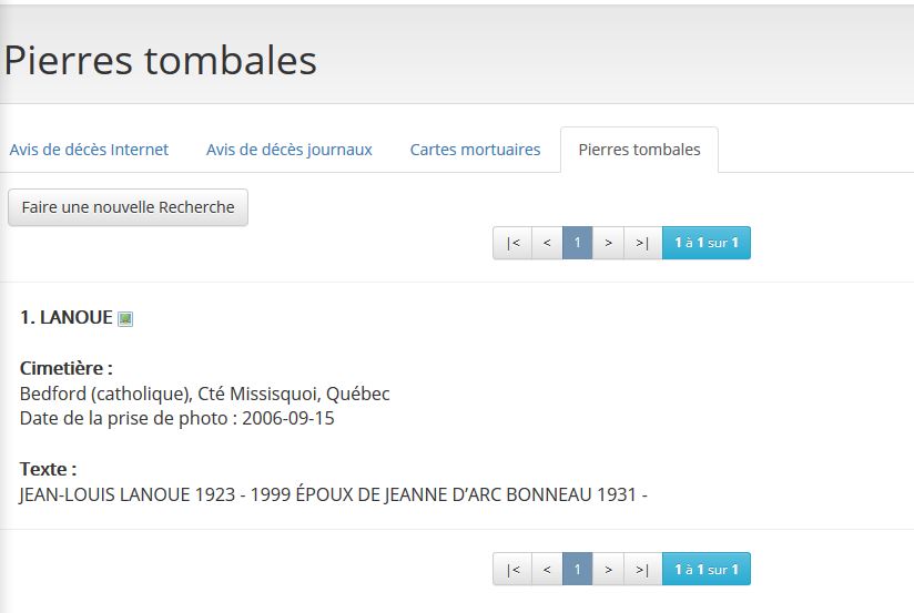 Mention de la sépulture