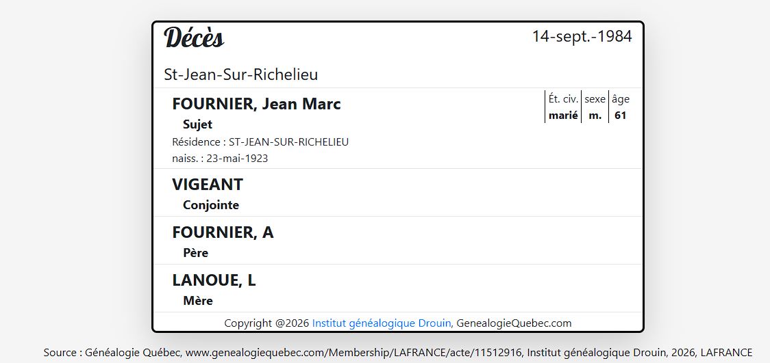 Mention du décès