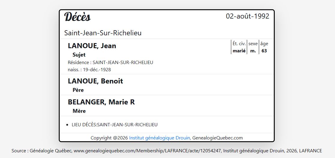Mention du décès