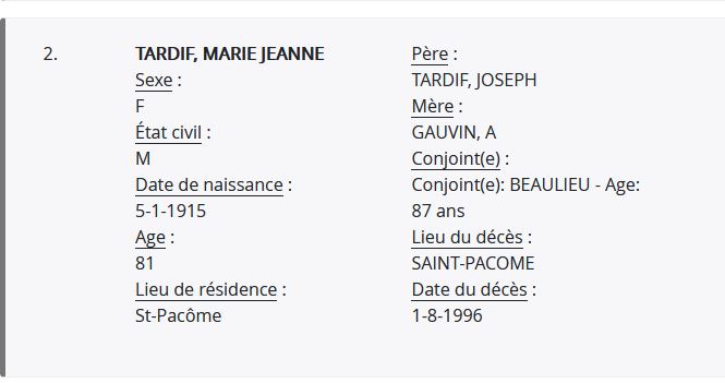 Mention du décès