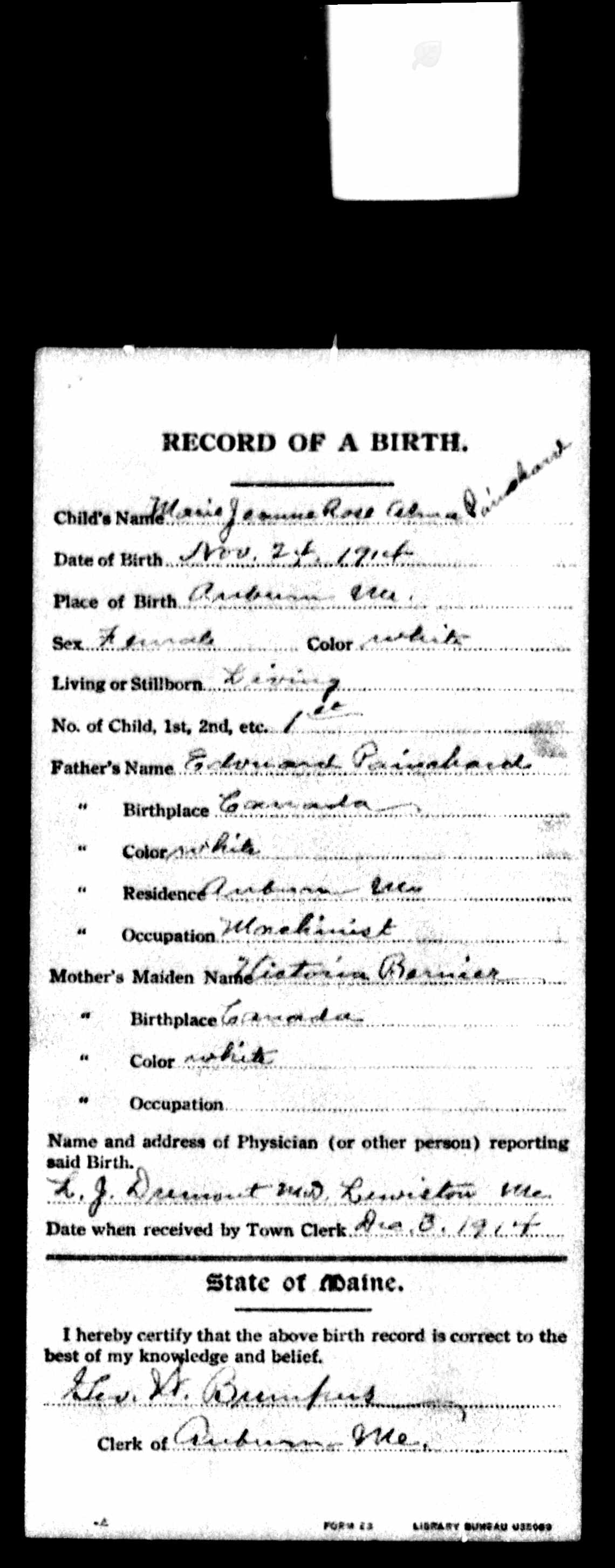 Enregistrement de la naissance Enregistrement de la naissance