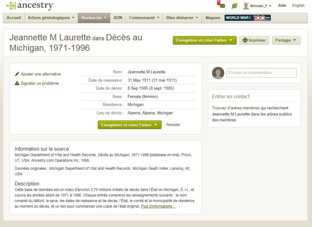 Mention de la date de naissance et de décès