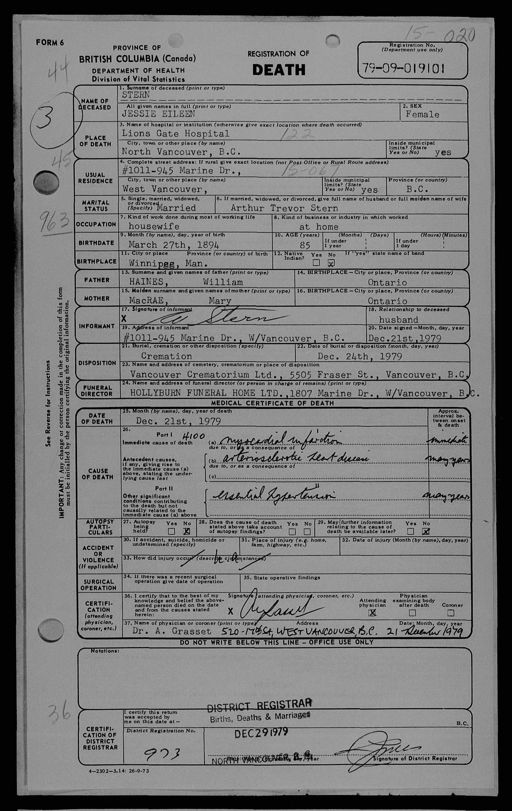 Certificat de décès