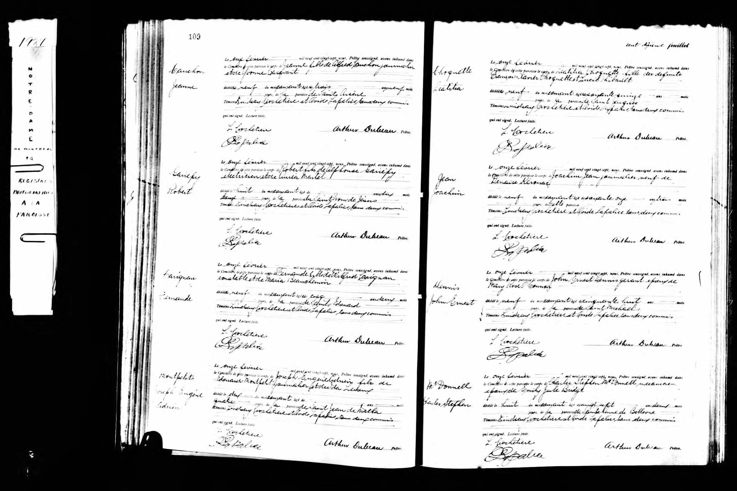Acte de sépulture Acte de sépulture
