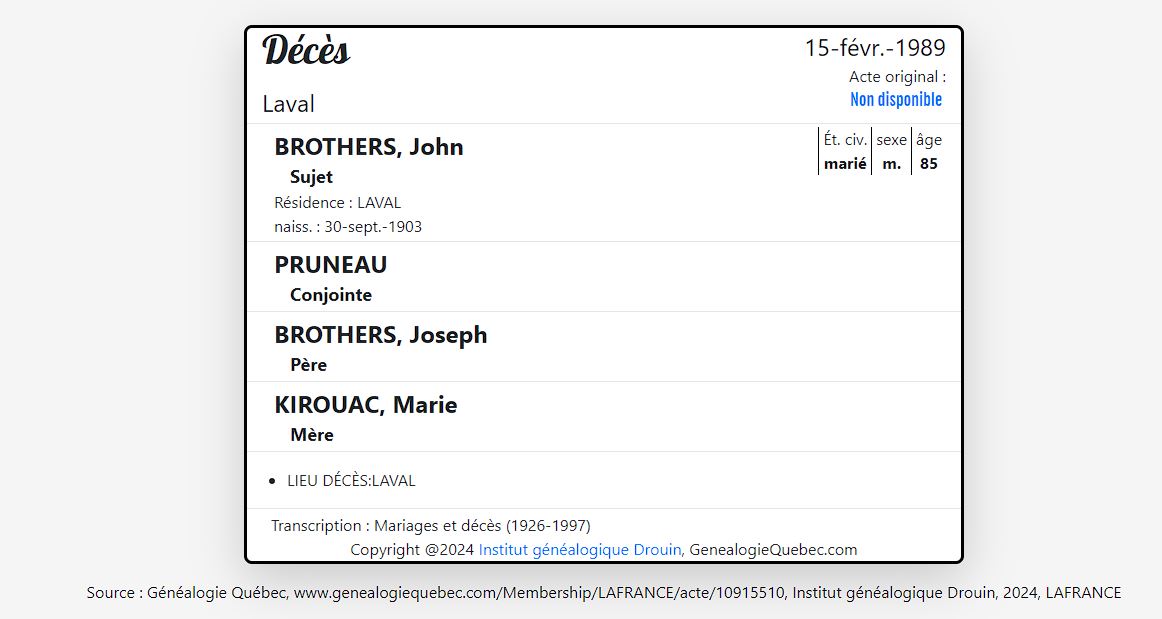Mention du décès