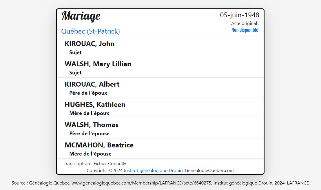 Mention de la date du mariage