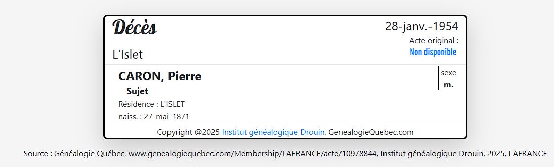 Mention du décès Mention du décès