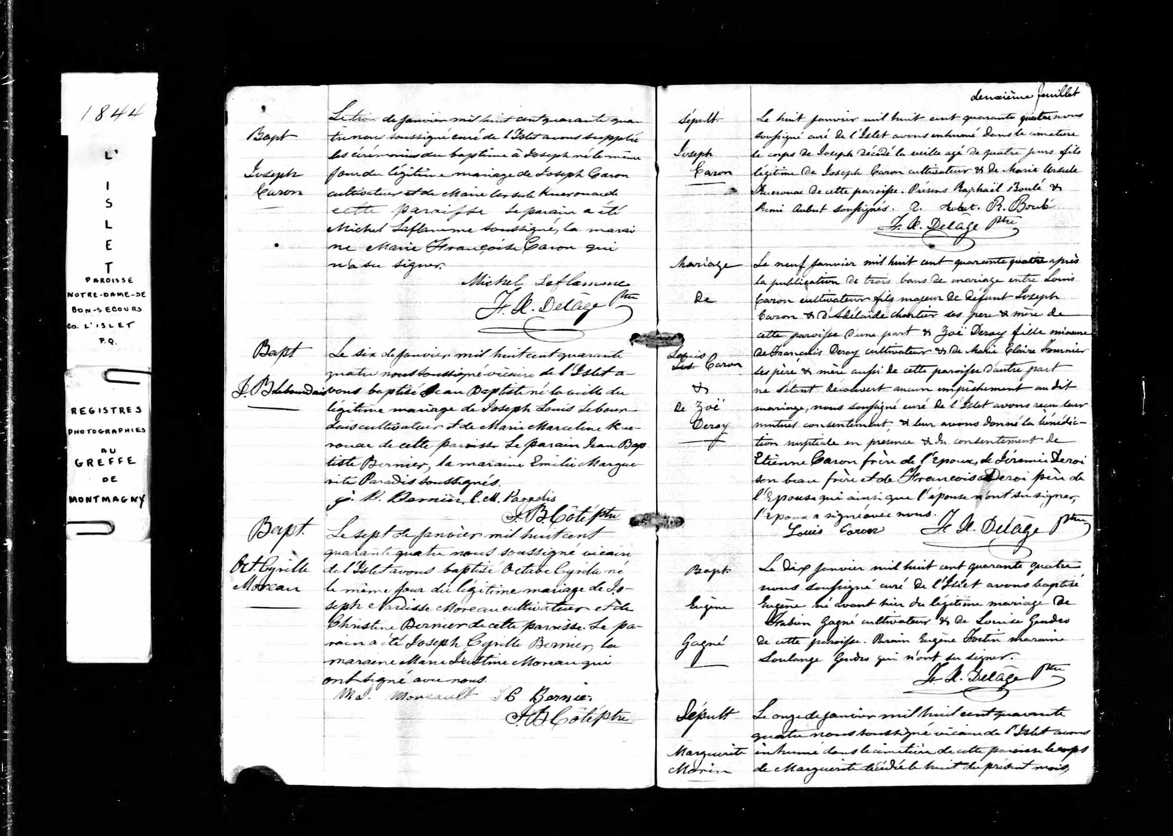 Actes de baptême et de sépulture
