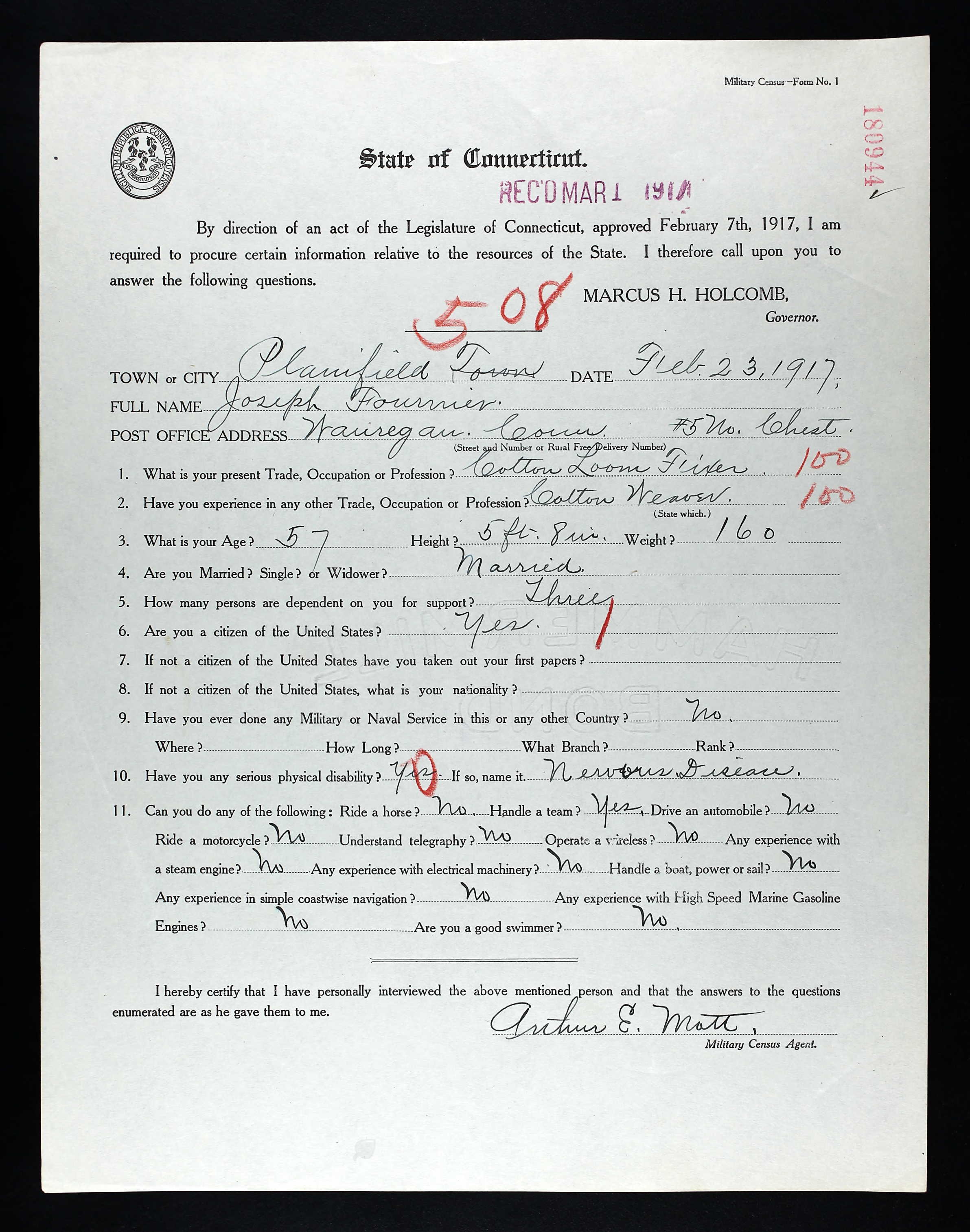Recensement militaire du Connecticut 1917