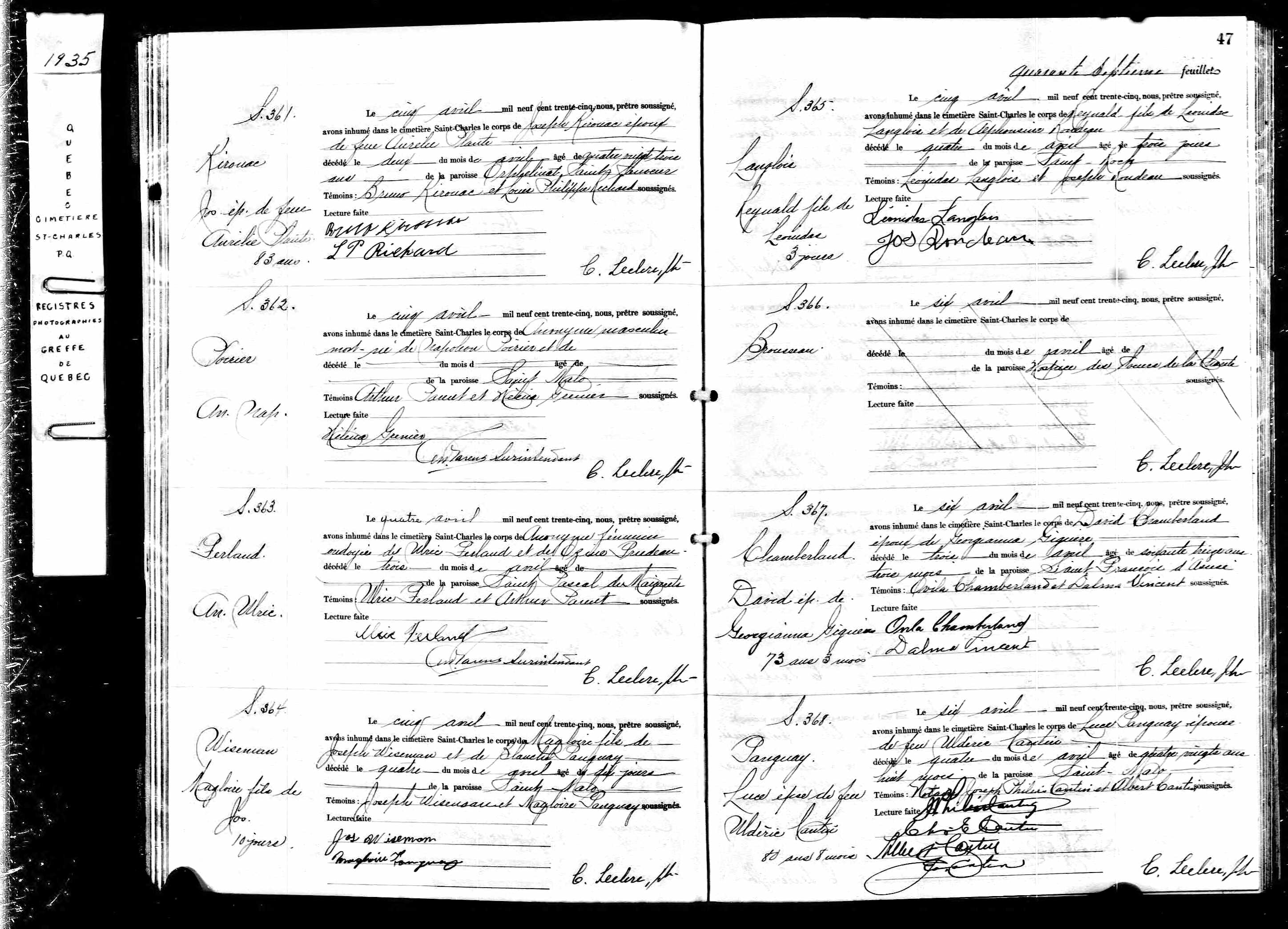 Acte de sépulture