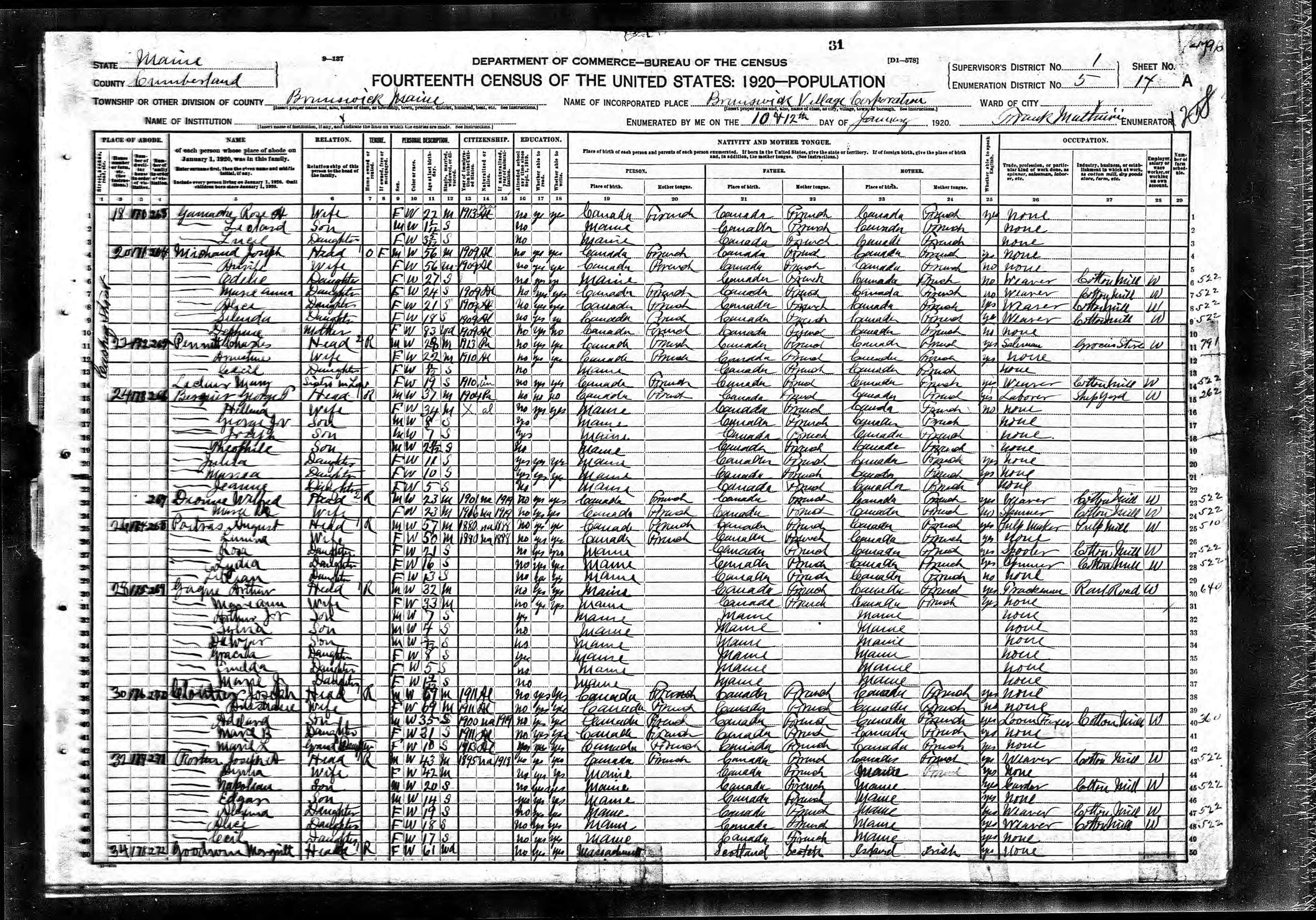 Recensement fédéral américain 1920