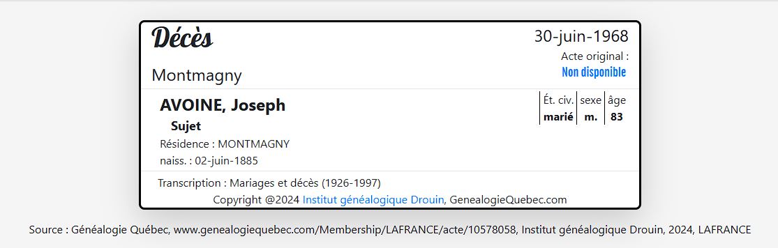 Mention du décès