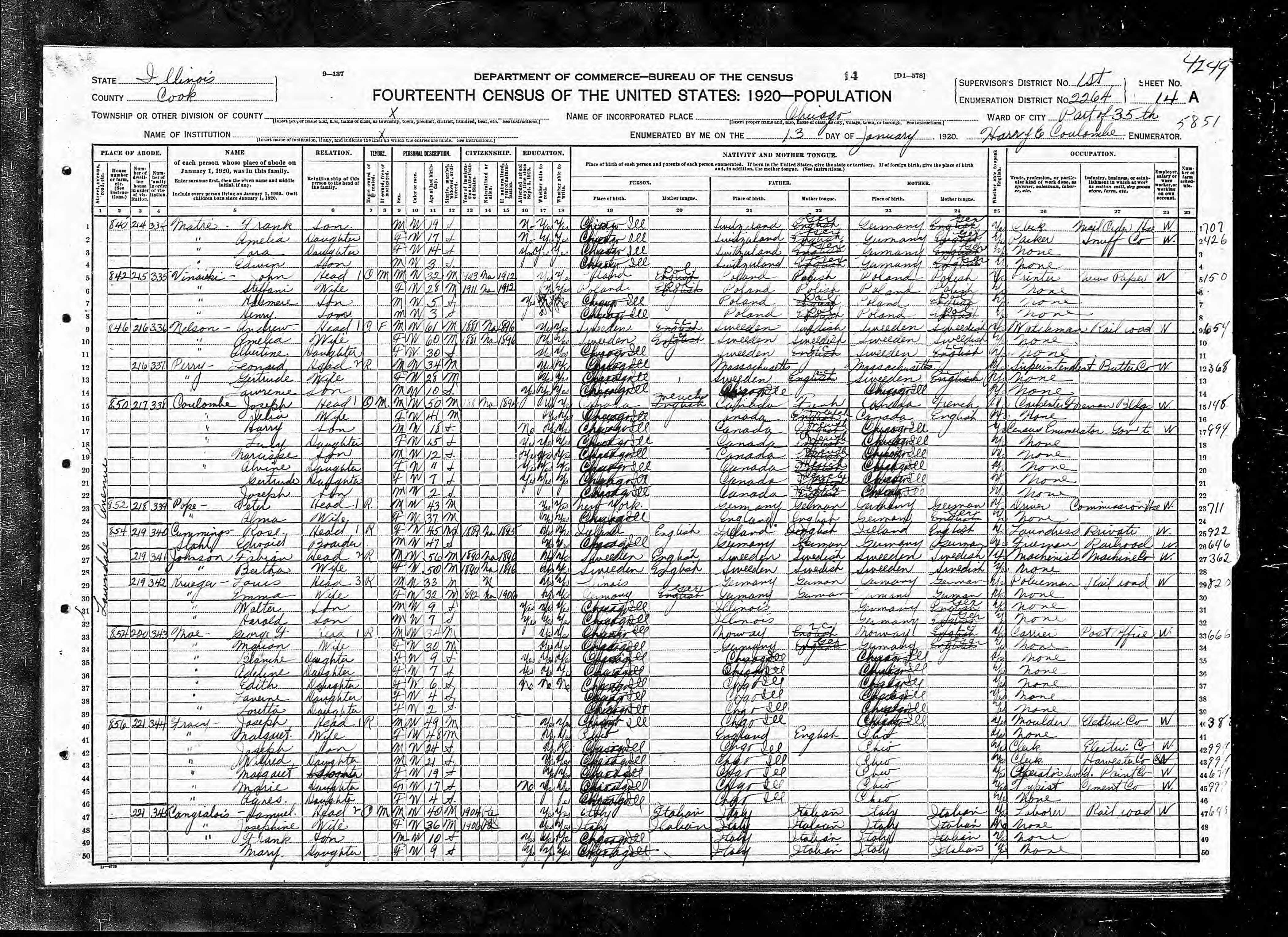 Recensement fédéral américain 1920
