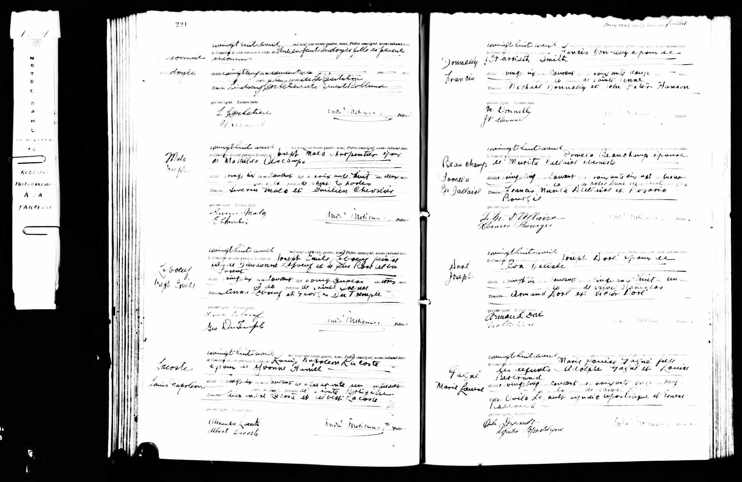Acte de sépulture